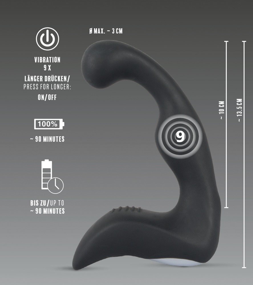 wibrujący masażer prostaty krocza 9 trybów 14cm