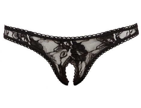 Stringi z otwartym kroczem Cottelli LINGERIE czarny S - 11