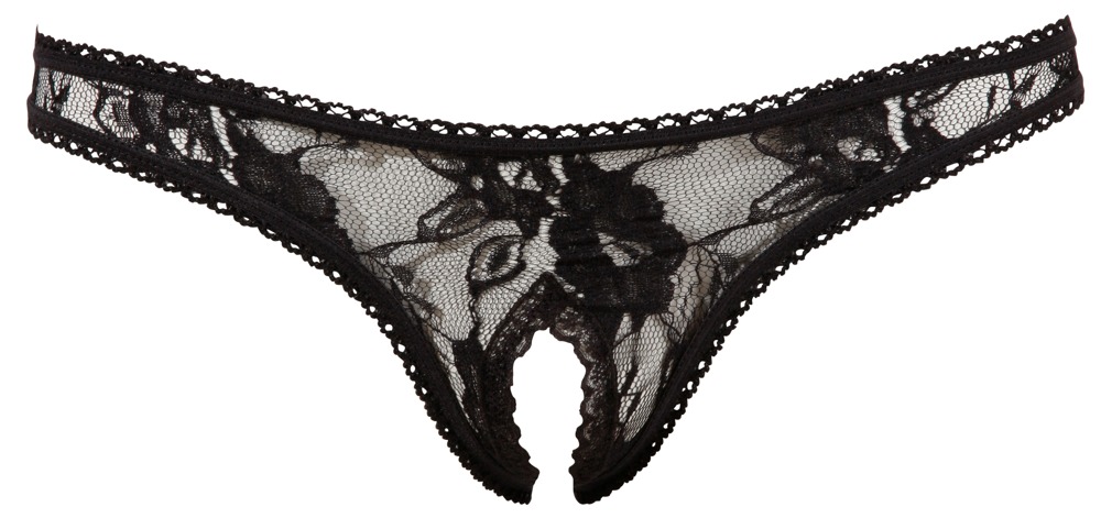 crotchless string black l