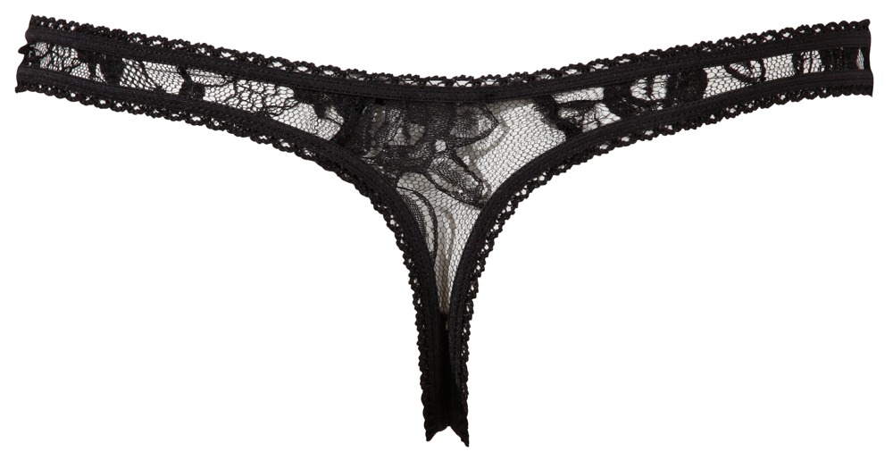 crotchless string black l