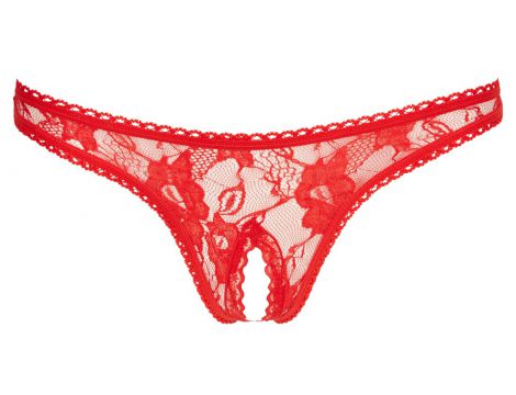 Stringi koronkowe Cottelli LINGERIE czerwone S - 12
