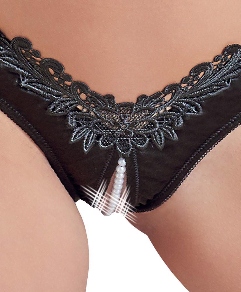 g-string pearls black l