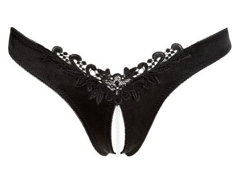 Stringi z perełami Cottelli Lingerie czarny XL - 5