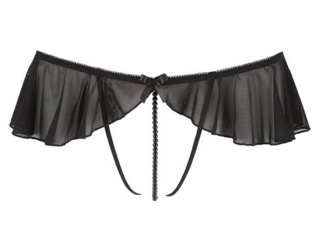 Stringi z falbankami ouvert Cottelli LINGERIE czarny L - 14