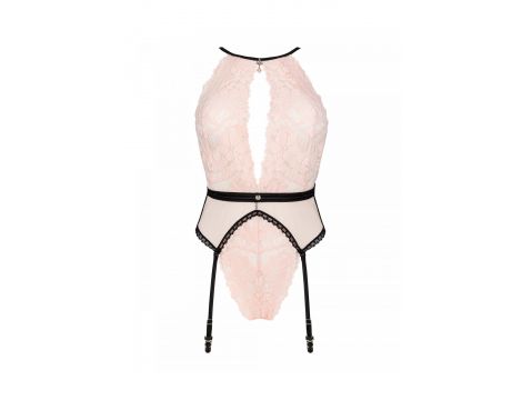 Body z pasem do pończoch Lilines Obsessive różowe L/XL - 5