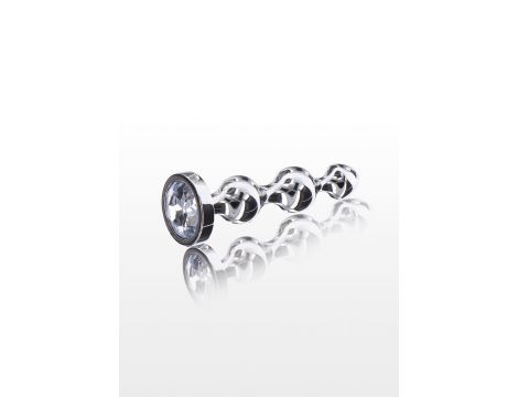 Korek analny Diamond Star Beads srebrny 13 cm