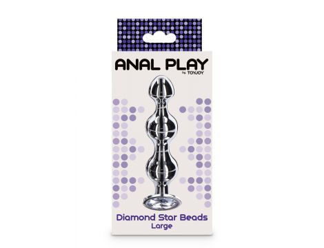 Korek analny Diamond Star Beads srebrny 13 cm - 5