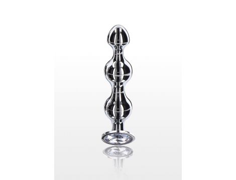Korek analny Diamond Star Beads srebrny 13 cm - 2