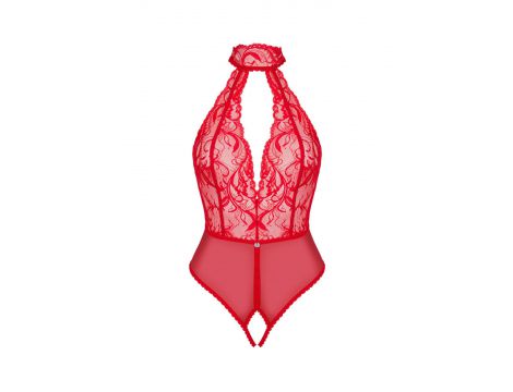 Body koronkowe Dagmarie z otwartym krokiem Obsessive czerwone M/L - 5
