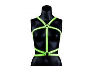 Erotyczna uprząż body Ouch świecąca neonowa zielona czarna L XL