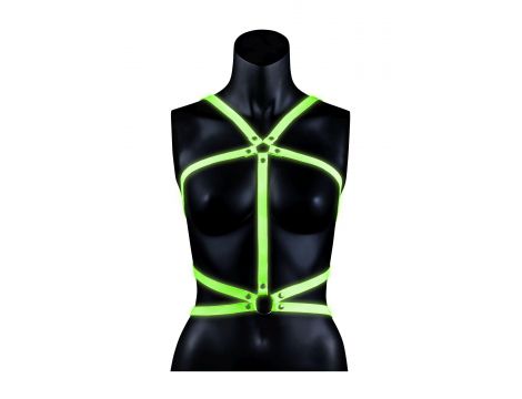 Erotyczna uprząż body Ouch świecąca neonowa zielona czarna L XL