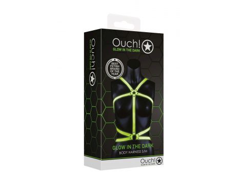 Uprząż body Ouch! świecąca w ciemności neon zielona czarna S/M - 3