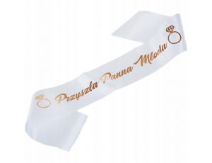 Szarfa biała Przyszła Panna Młoda rose gold PropaGanda 160 cm