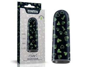 Mini wibrator Lovetoy serce świecący w ciemności ładowalny zielony 8cm