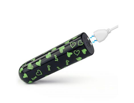 Mini wibrator Lovetoy serce świecący w ciemności ładowalny zielony 8cm - 5