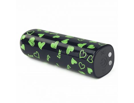 Mini wibrator Lovetoy serce świecący w ciemności ładowalny zielony 8cm - 8