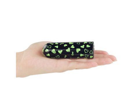 Mini wibrator Lovetoy serce świecący w ciemności ładowalny zielony 8cm - 11