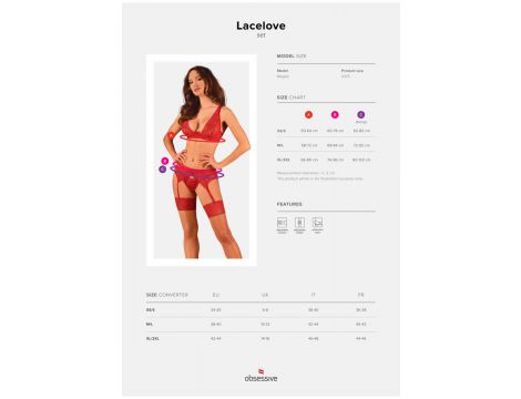 Stringi Lacelove Obsessive czerwone z koronką XL 2XL - 7