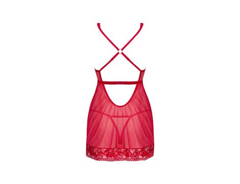 Czerwony koronkowy babydoll i stringi Lacelove Obsessive XL 2XL - 8