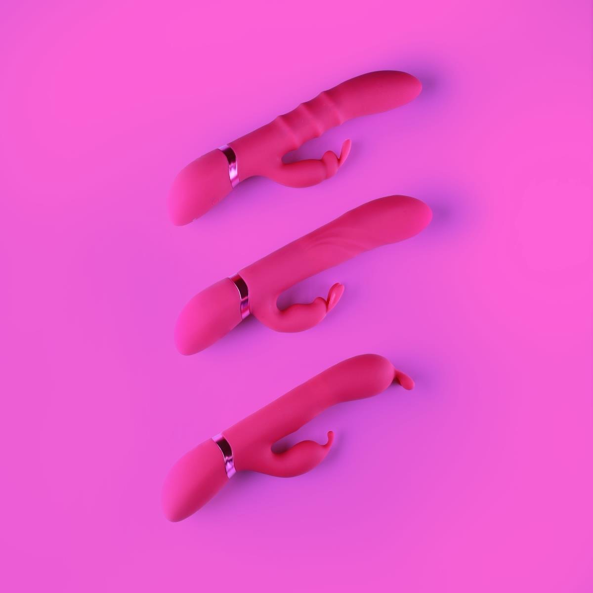 stimulating rings, vibrating g-spot rabbit - pink