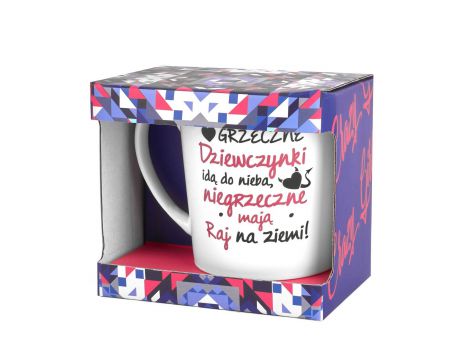 Kubek porcelanowy BGtech biały 480 ml Grzeczne dziewczynki - 3