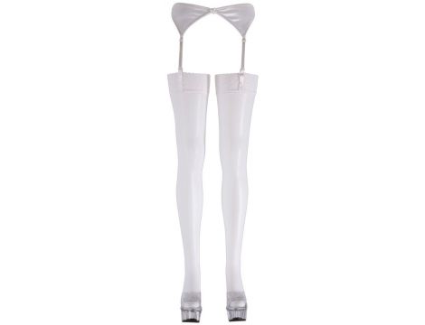 Pończochy białe z koronką Cottelli LEGWEAR - 3