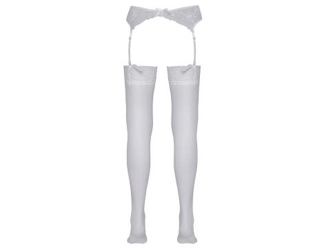 Pończochy białe z koronką Cottelli LEGWEAR - 7