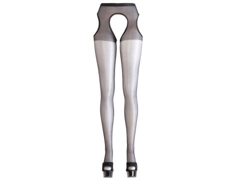 Rajstopy erotyczne Cottelli LEGWEAR czarne S/M z koronką - 4