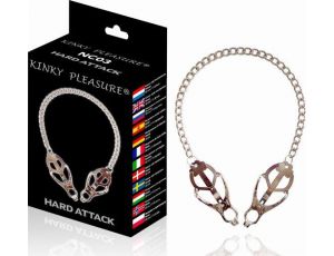 Regulowane klipsy na sutki ze stali nierdzewnej Kinky Pleasure Hard Attack
