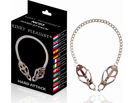 Regulowane klipsy na sutki ze stali nierdzewnej Kinky Pleasure Hard Attack