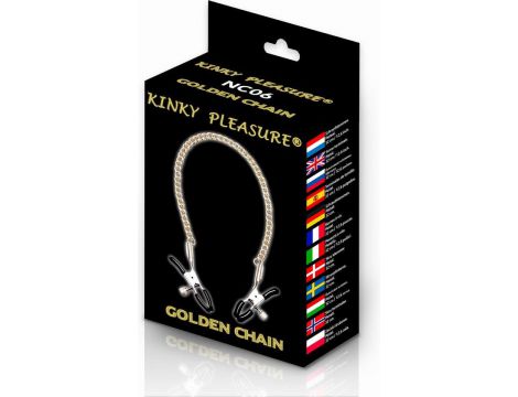 Klipsy na sutki Kinky Pleasure złoty łańcuszek stal nierdzewna - 3
