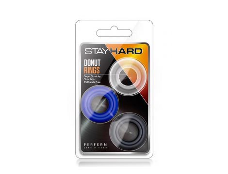 Pierścienie erekcyjne Stay Hard Blush TPE 3 sztuki