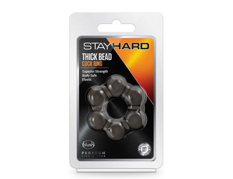 Pierścień erekcyjny Stay Hard gruby z koralikami Blush czarny TPE