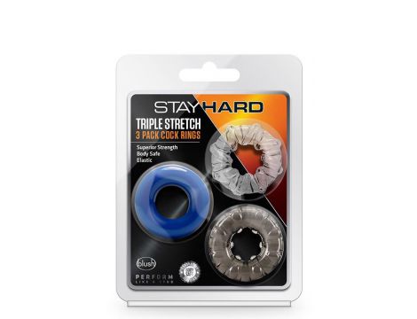 Pierścienie erekcyjne Stay Hard potrójnie rozciągliwe 3szt Blush TPE