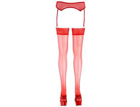 Pończochy z koronką Cottelli LEGWEAR czerwone 20 den - 3