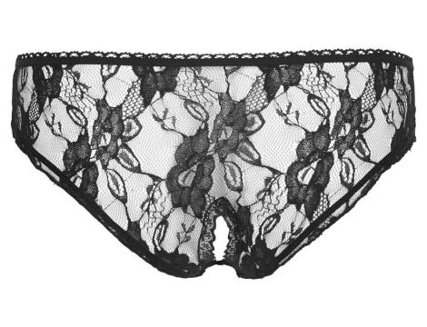 Figi koronkowe z otwartym kroczem Cottelli LINGERIE czarne XL - 8