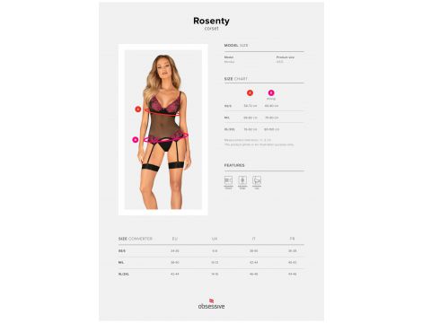 Gorset Obsessive Rosenty czarny M/L z siateczki i fiszbinami - 7