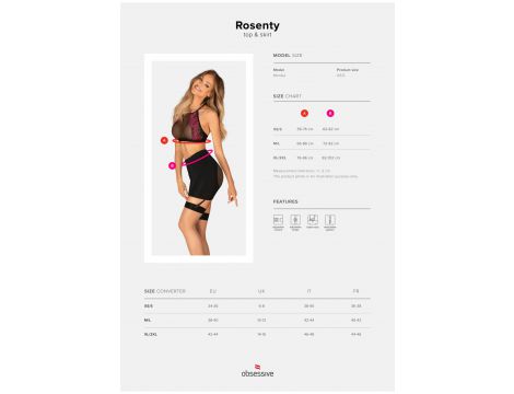 Obsessive Rosenty komplet top i spódnica XS/S - 7
