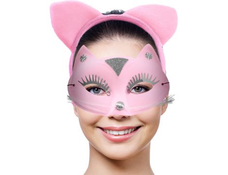 Maska roleplay Kitty Set Kinky Pleasure różowa uniwersalna