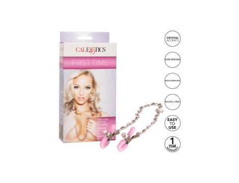 Klipsy na sutki metalowe z kryształkami Calexotics łańcuszek - 6