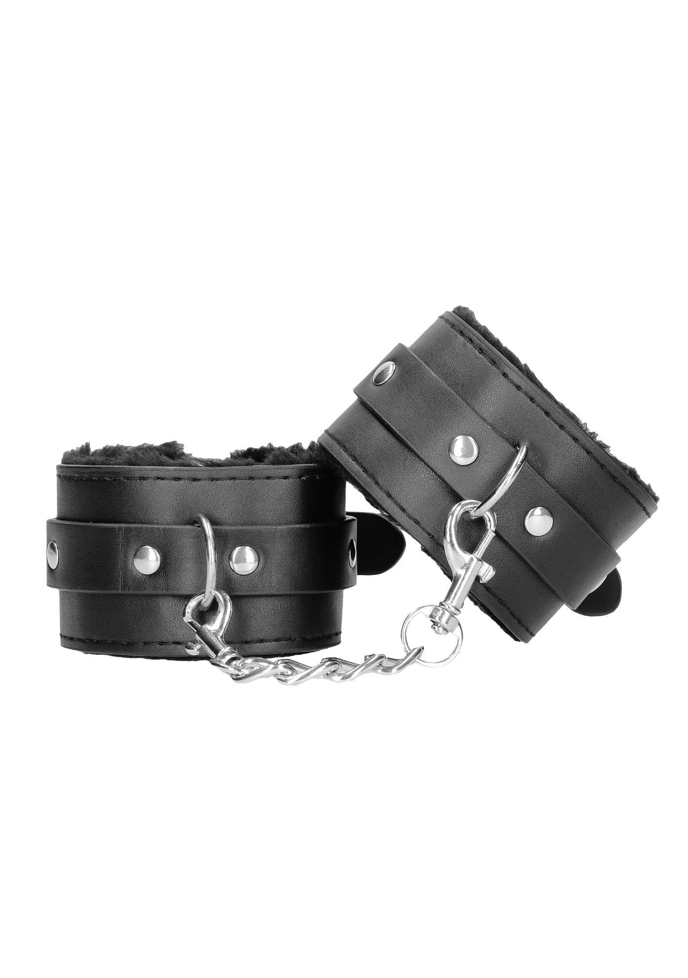 plush bonded leather hand cuffs - with adjustable straps