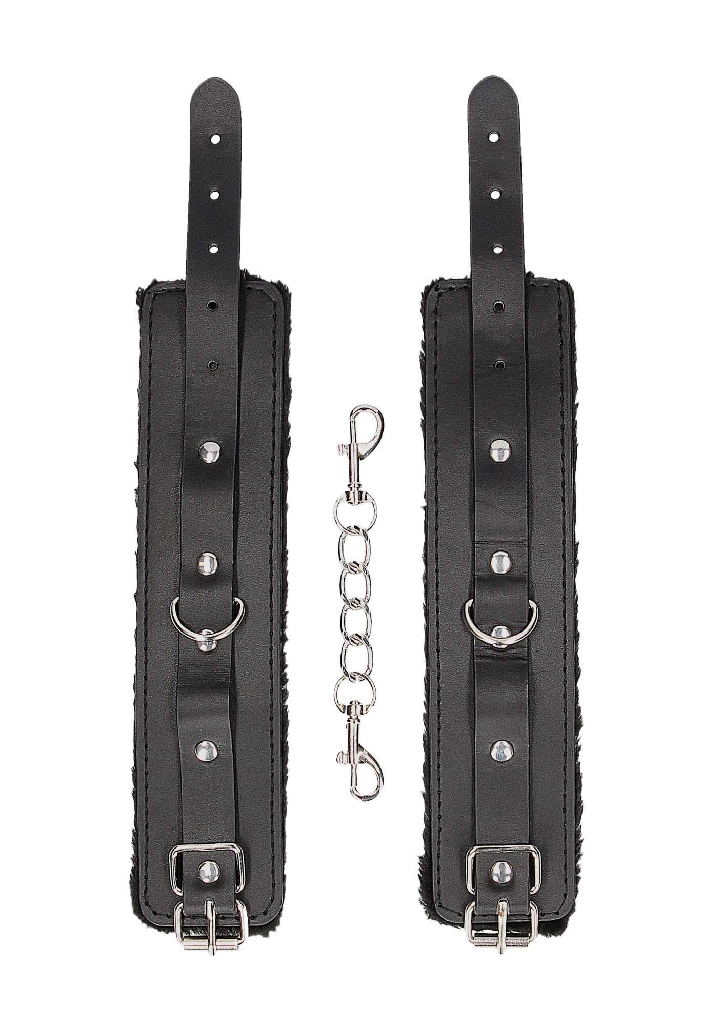 plush bonded leather hand cuffs - with adjustable straps