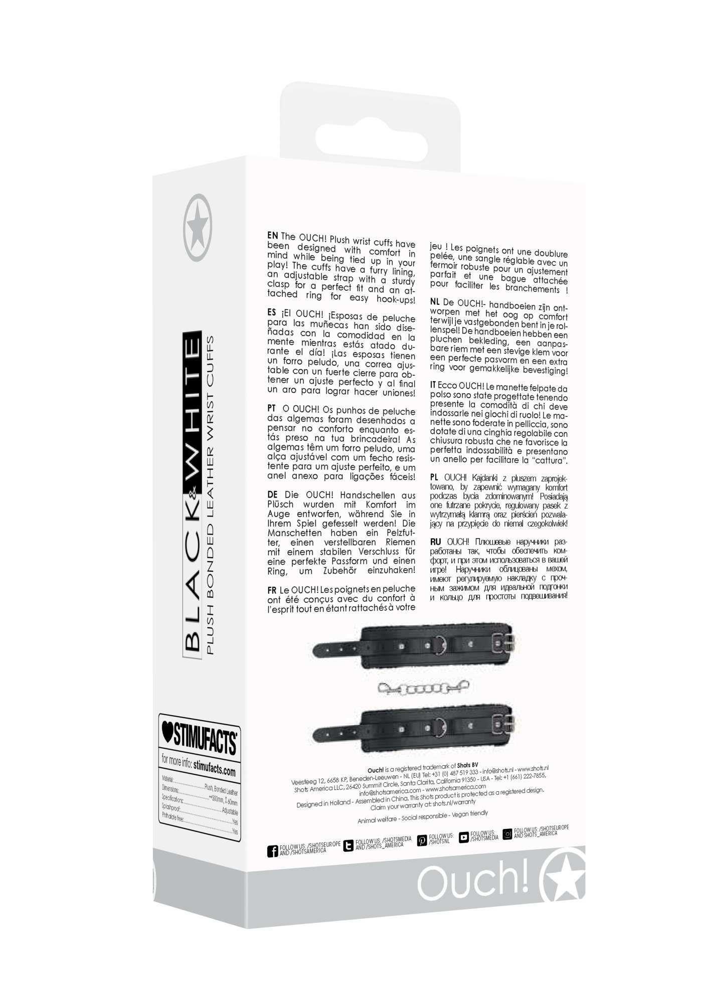 plush bonded leather hand cuffs - with adjustable straps