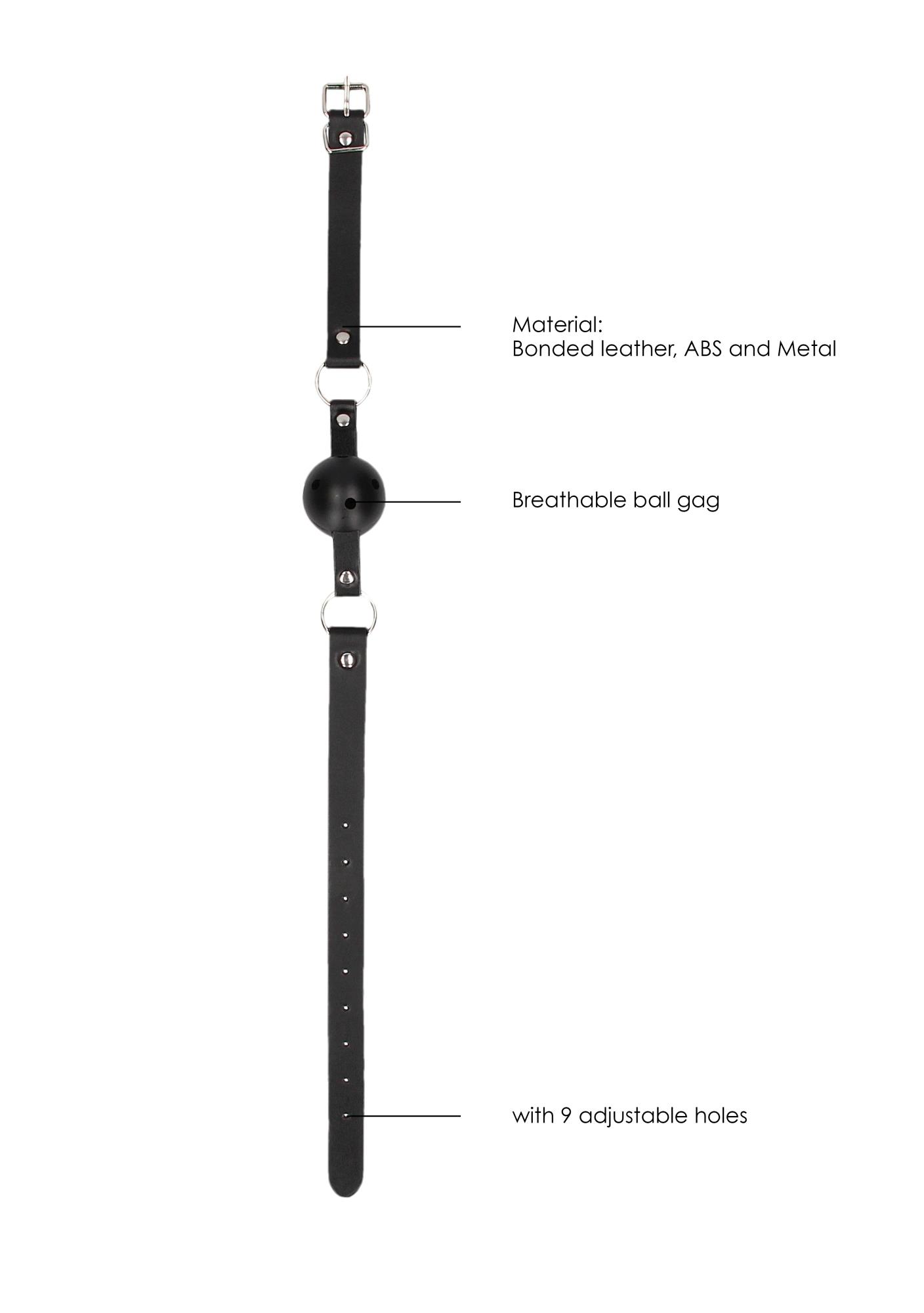 breathable ball gag - with bonded leather straps