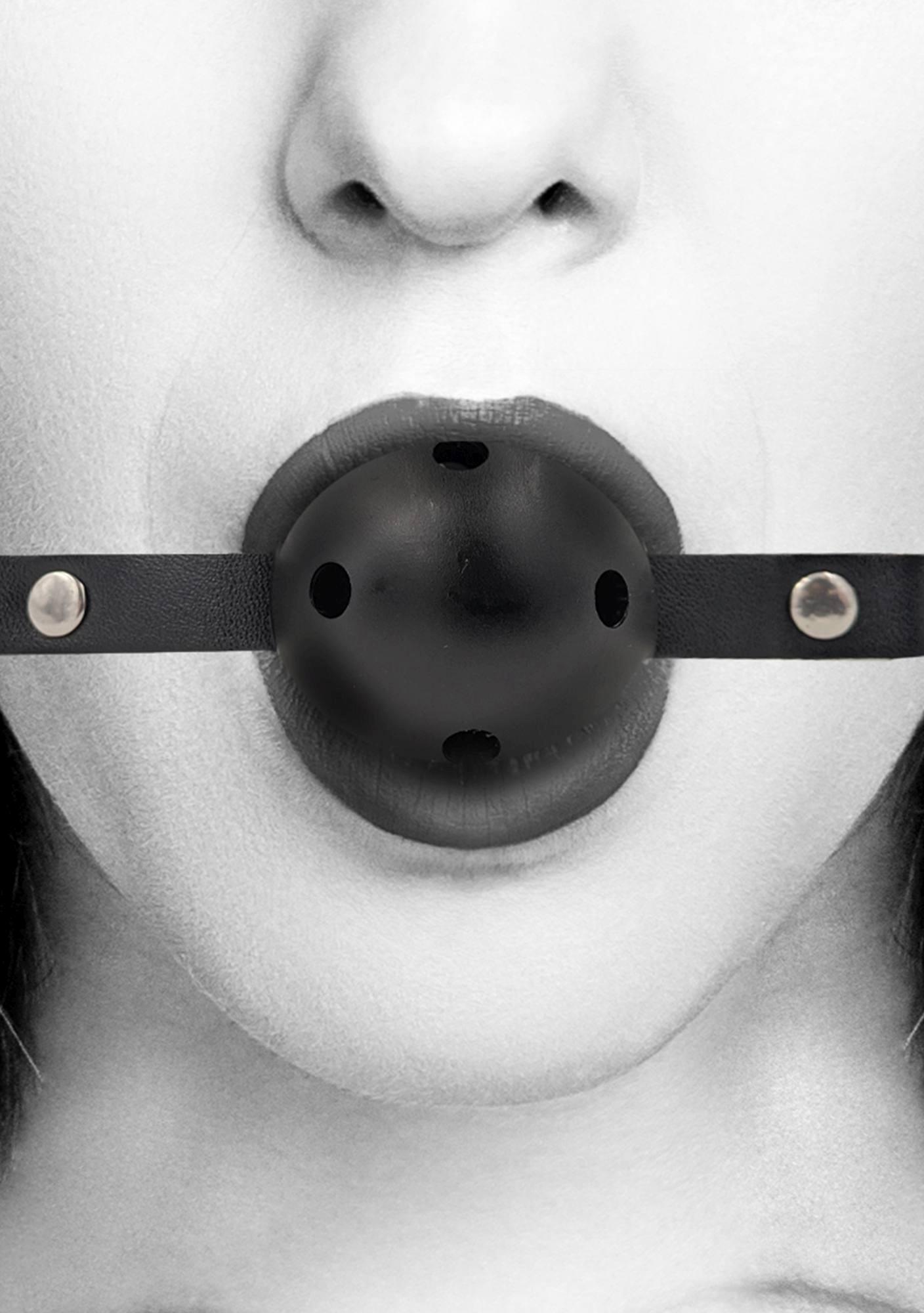 breathable ball gag - with bonded leather straps