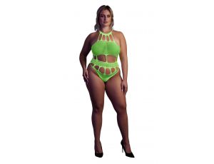 Body z greckim dekoltem Ouch neonowa zieleń XL XXXXL