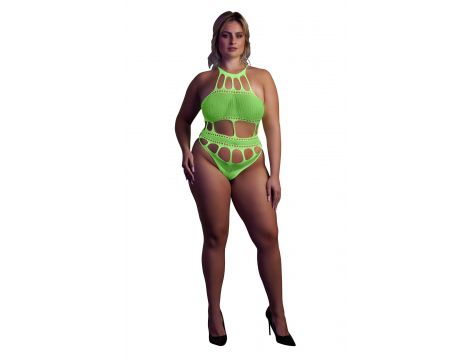 Body z greckim dekoltem Ouch neonowa zieleń XL XXXXL