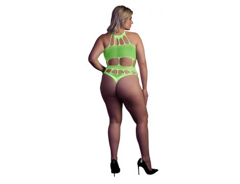 Body z greckim dekoltem Ouch neonowa zieleń XL XXXXL - 2