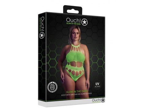 Body z greckim dekoltem Ouch neonowa zieleń XL XXXXL - 3