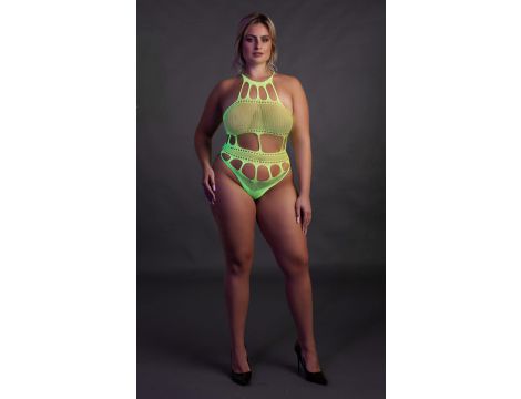 Body z greckim dekoltem Ouch neonowa zieleń XL XXXXL - 4